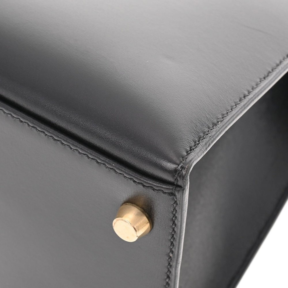 HERMES Kelly 32 outside stitching black D stamp [around 2000] Ladies box calf ba - Picture 7 of 10